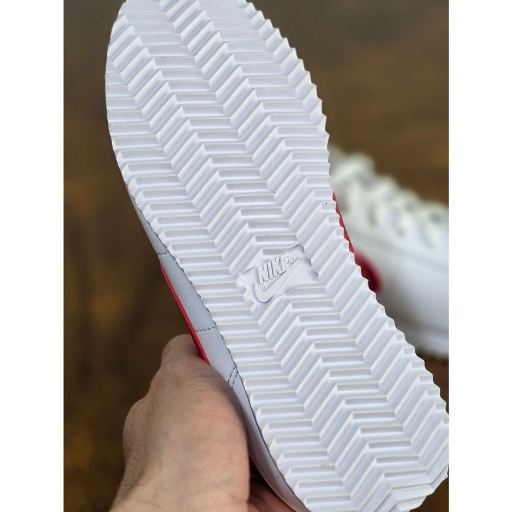 Nike Cortez Leather Forrest Gump Kids Shoes White Red Blue Size 2.5Y Brand New - Picture 11 of 16